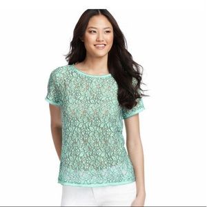 LOFT Lace Mint Green Top